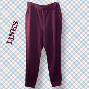 🌺LINKS BURGANDY FRONT POCKETS JOGGERS